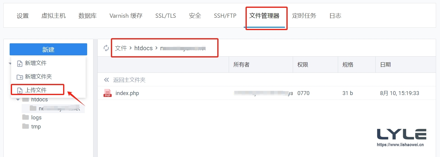 CloudPanel 上传网站