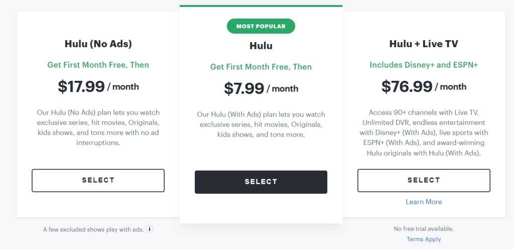 Hulu 套餐价格