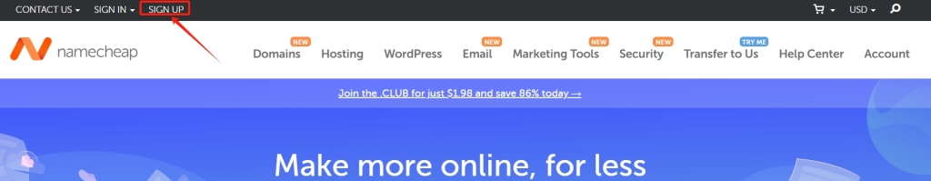 namecheap SIGN UP