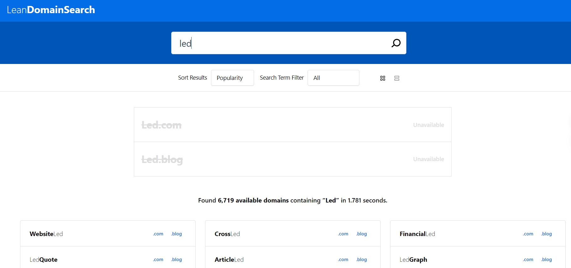 Lean Domain Search