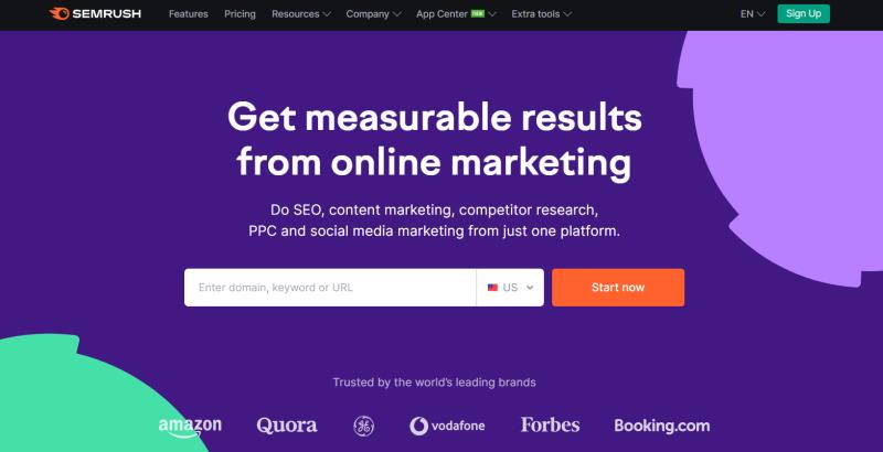 Semrush 首页截图